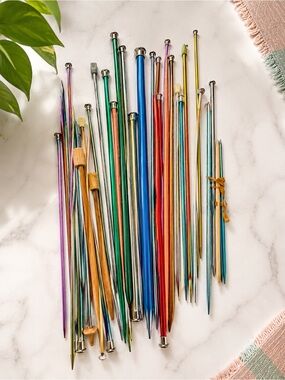 Knitting Needle Lot Assorted Sizes Straight Knitting Needles